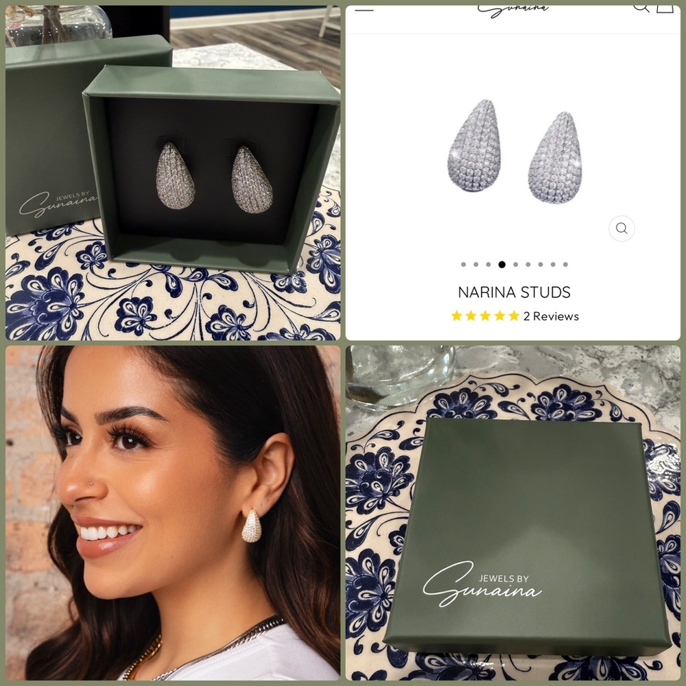 Silver Narina Studs Jewels By Sunaina Earrings Silver & CZ